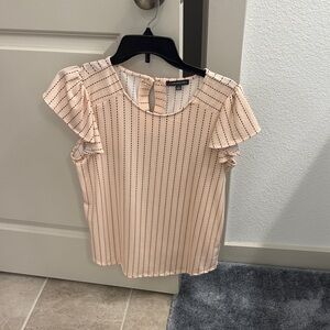 Adrianna Papell Blush Striped Ruffle Blouse